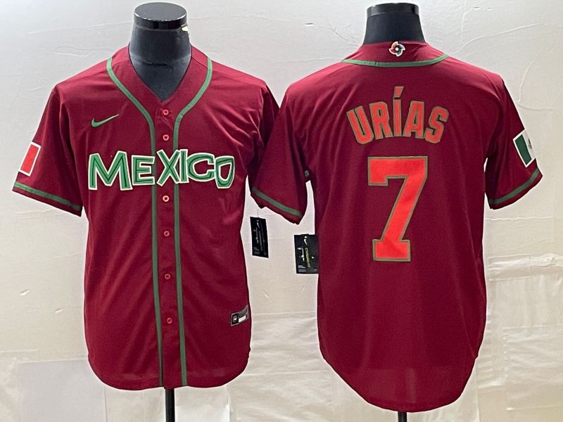 Men 2023 World Cub Mexico #7 Urias Red orange Nike MLB Jersey12->more jerseys->MLB Jersey